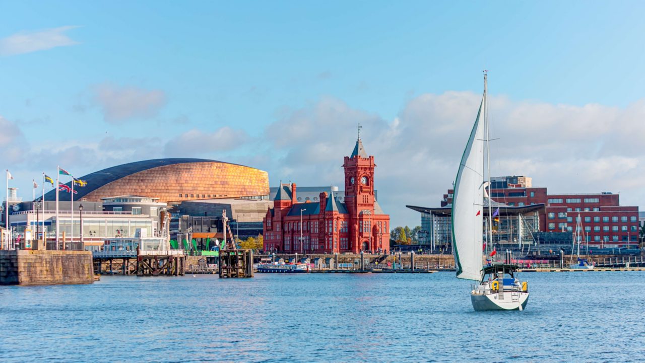 Panoramic view of the Cardiff Bay - Cardiff, Wales