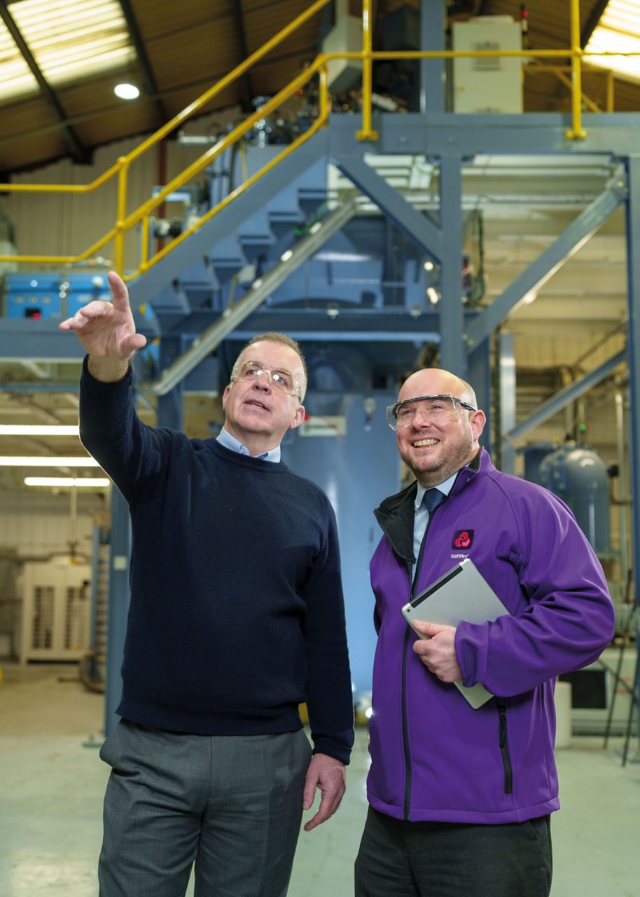 Wall Colmonoy Limited (UK) Managing Director Rob Davies with Natwest Relationship Manager Paul Dunne, at Wall Colmonoy in Pontardawe, Wales.