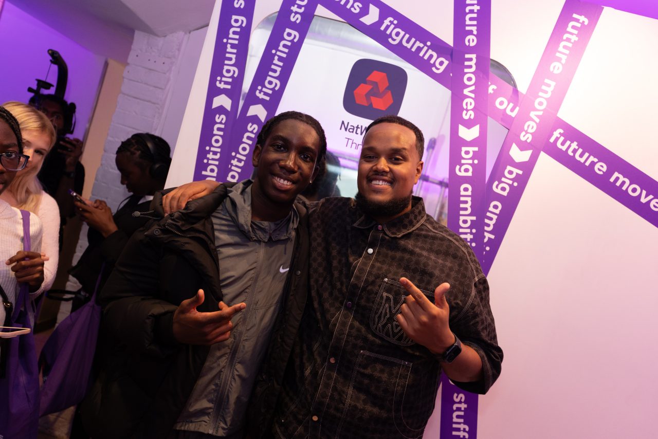 Image of social media influencer Chunks and young attendees / students at NatWest Thrive live event