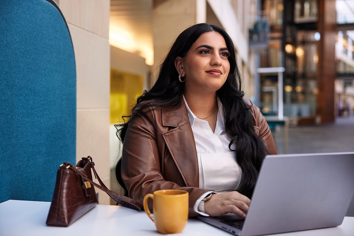 Woman working on laptop 